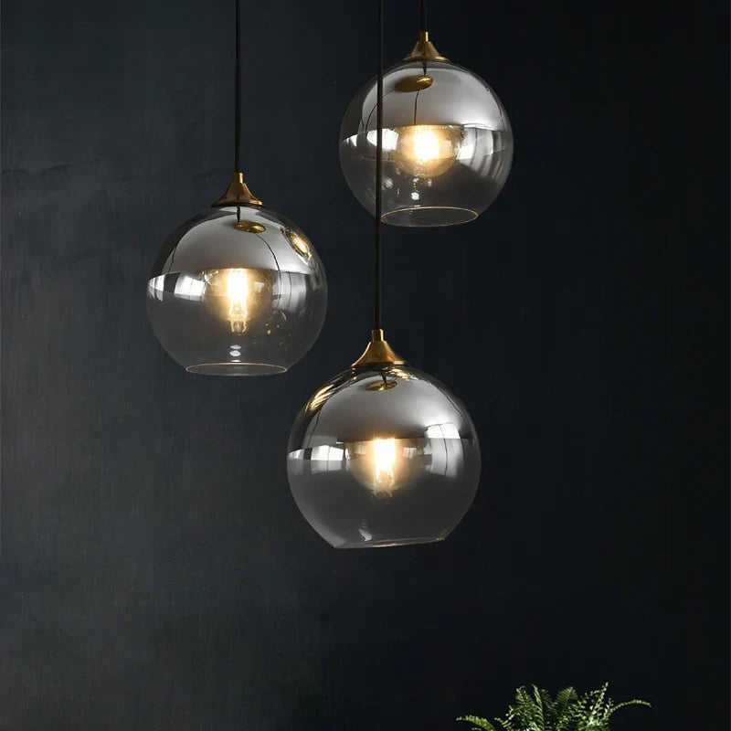 Afralia™ Glass Ball Pendant Light - Modern Nordic LED Hanging Fixture for Dining and Kitchen