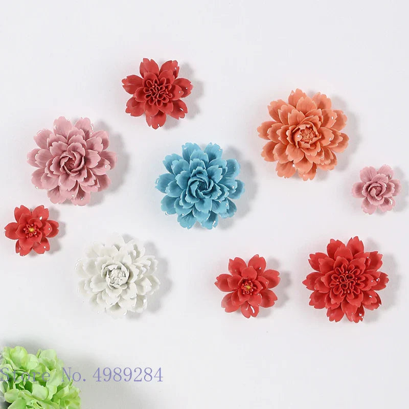 Afralia™ Ceramic Peony Wall Hanging Decoration - Handmade 3D Relief Craft