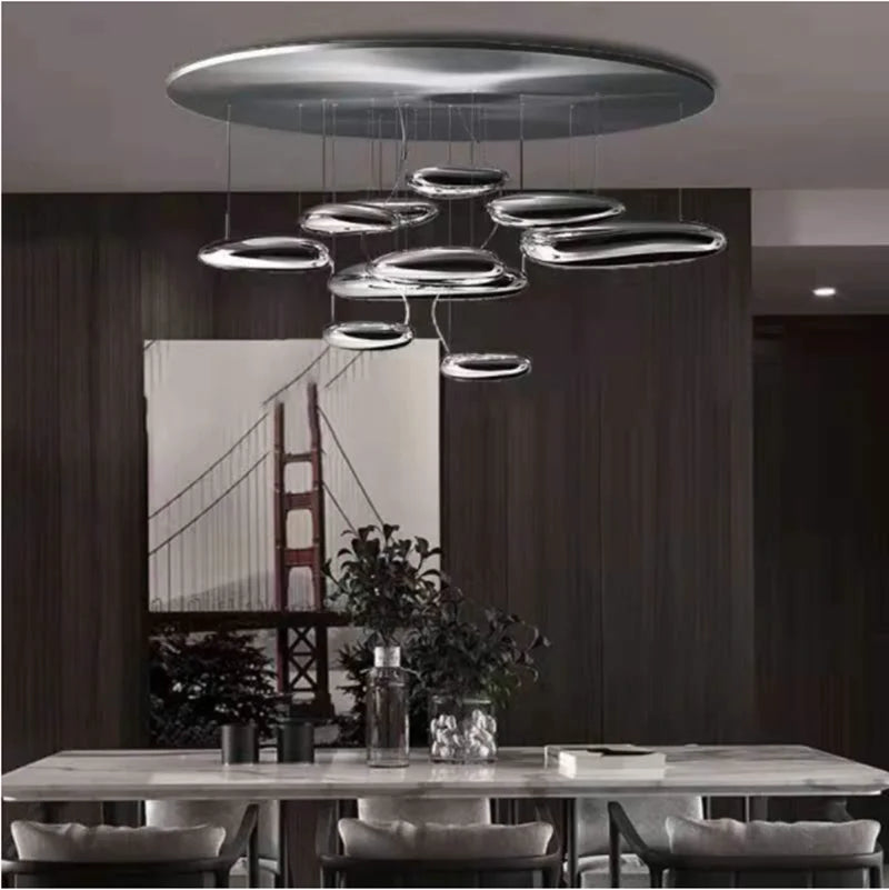 Afralia™ Mercury Collection LED Glass Pendant Lamp - Silver Luxury Designer Lighting