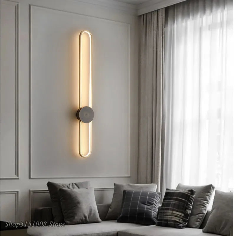 Afralia™ Modern Golden Black Oval Wall Lamps for Living Room Staircase and Bedside Decor