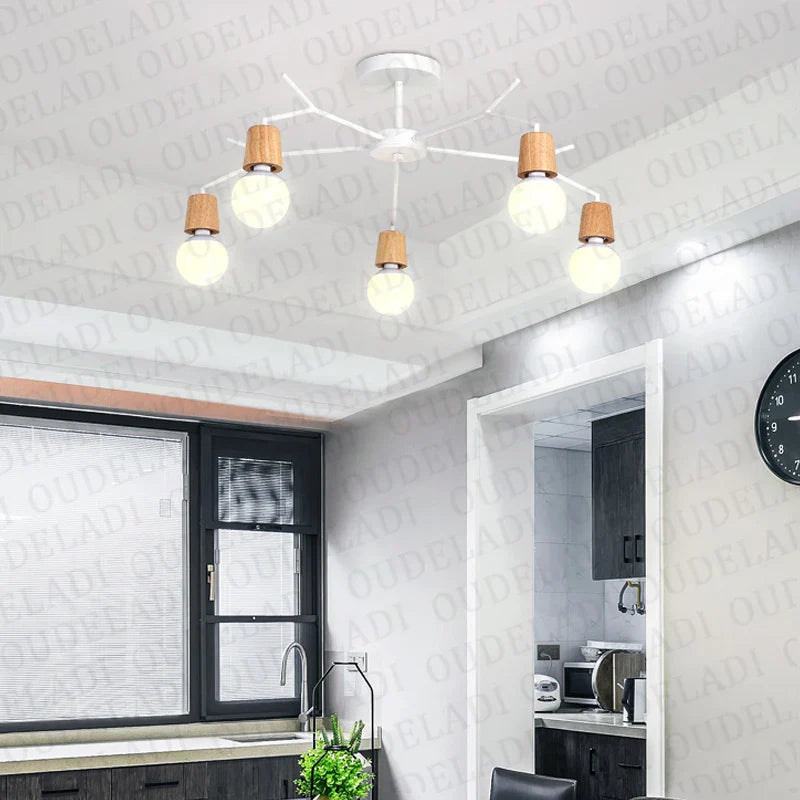 Afralia™ Loft Wooded Ceiling Lamp Retro Edison Bulb Vintage Light Fixtures