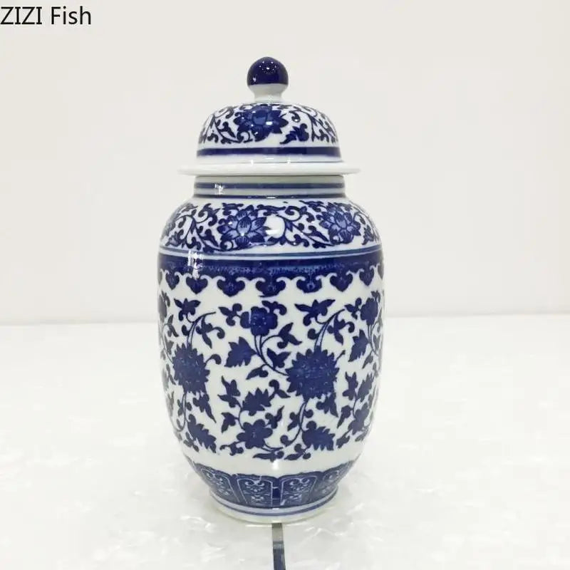 Afralia™ Ceramic Blue White Porcelain Tea Coffee Storage Tank