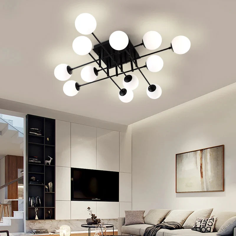 Afralia™ Milk Glass Ceiling Light Modern Ceiling Lamp Living Room Lighting