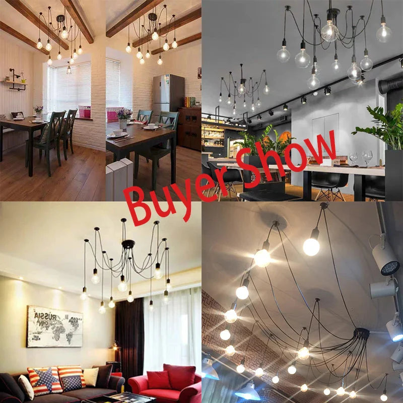 Afralia™ Nordic Retro Spider Pendant Lights LED Edison Bulb Vintage Lamps