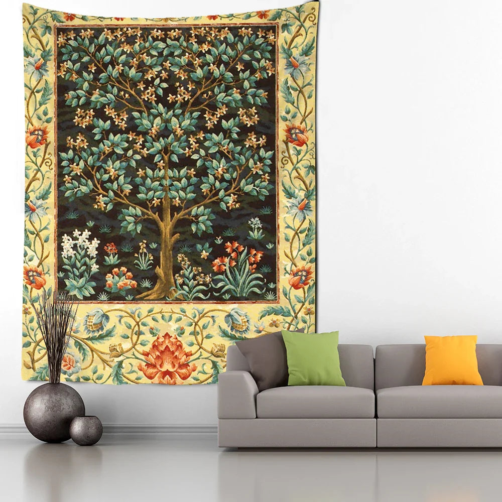 Afralia™ Psychedelic Bohemian Plant Tapestry Wall Hanging for Living Room Bedroom Decor