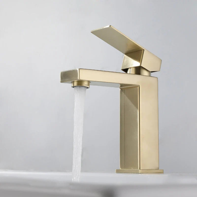 Afralia™ Gold Stainless Steel Basin Faucet Deck Mounted Hot Cold Water Mixer