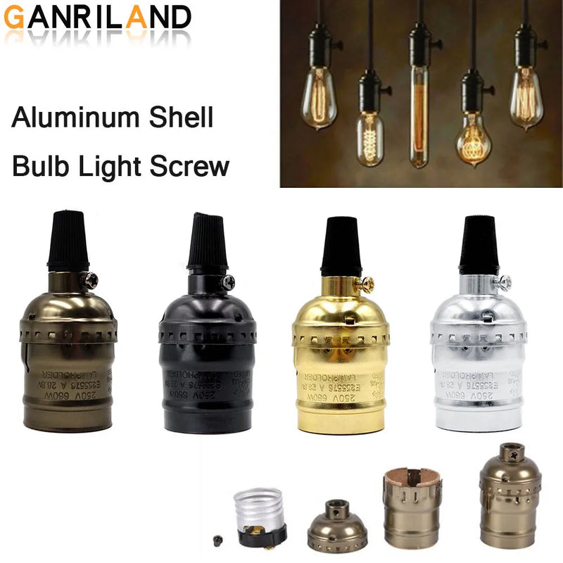 Afralia™ Aluminum E27 Lamp Holder Pendant Light in 4 Colors