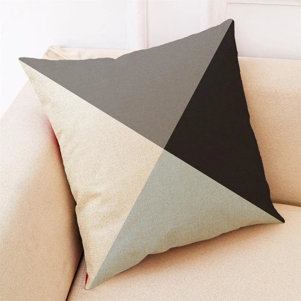 Geometric Pattern Printed Throw Pillow - Modern Brief Soft Cushion by Afralia™
