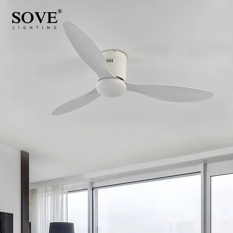 Afralia™ Village Ceiling Fan with Remote Control - LED Option, 220V/110V