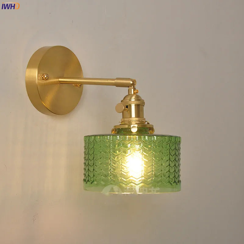 Afralia™ Nordic Brass Wall Lamp Bedside Reading Sconce Glass LED Luminaria