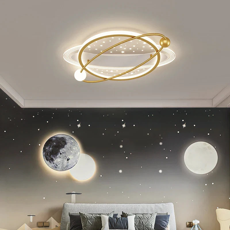 Afralia™ Star Circle LED Chandelier for Bedroom Living Room Dining Study Lighting