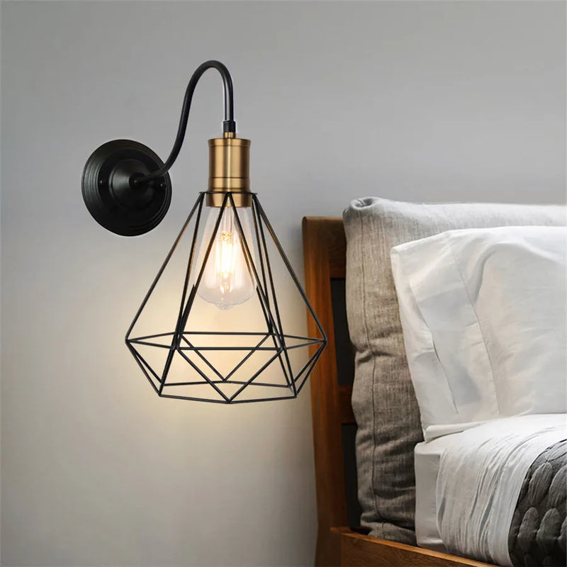 Afralia™ Iron Cage Wall Sconce for Indoor Bedroom, Bar Counter, and ReadingAreaView