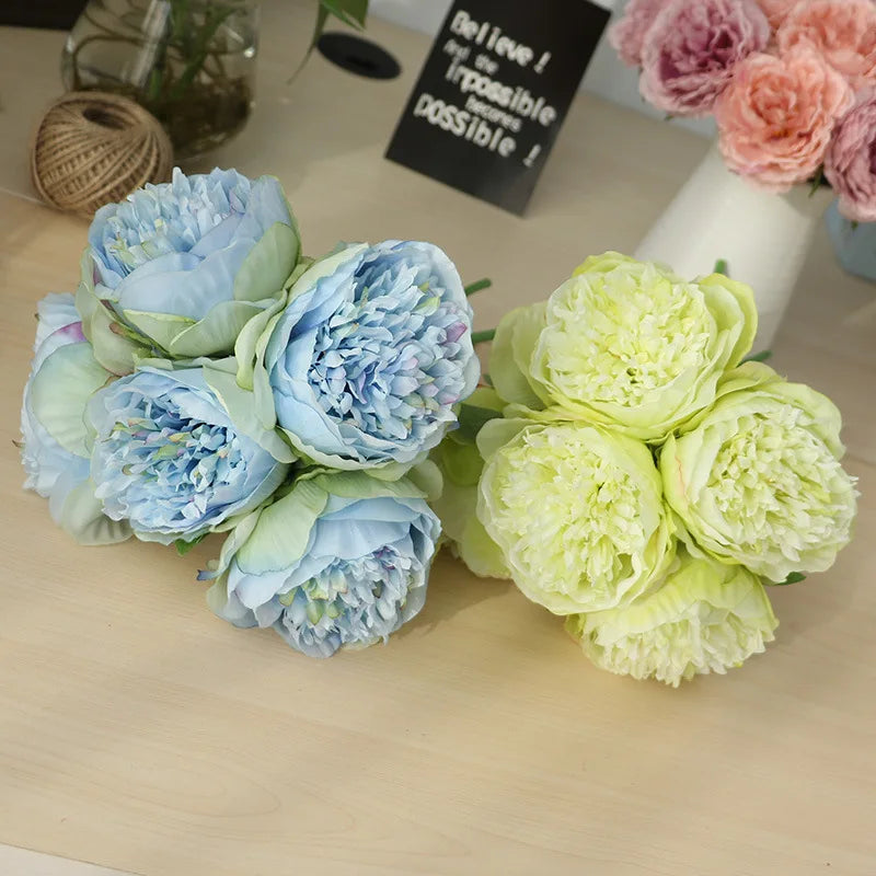 Afralia™ Silk Camellia Peony Mini Bouquet Hydrangea Home Party Decoration