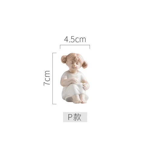 Afralia™ Ceramic Family Figure Sculpture for Living Room Decor - Baby Crafts Figurine