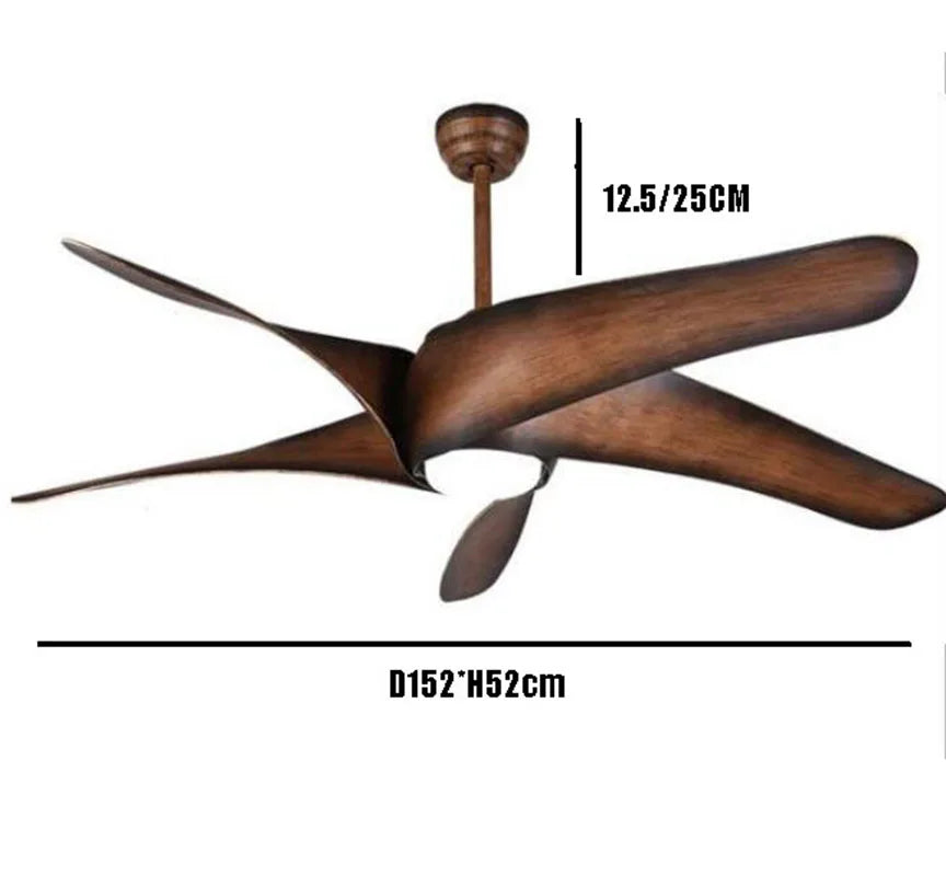 Afralia™ Brown Vintage Ceiling Fan With Lights Remote Control LED Light