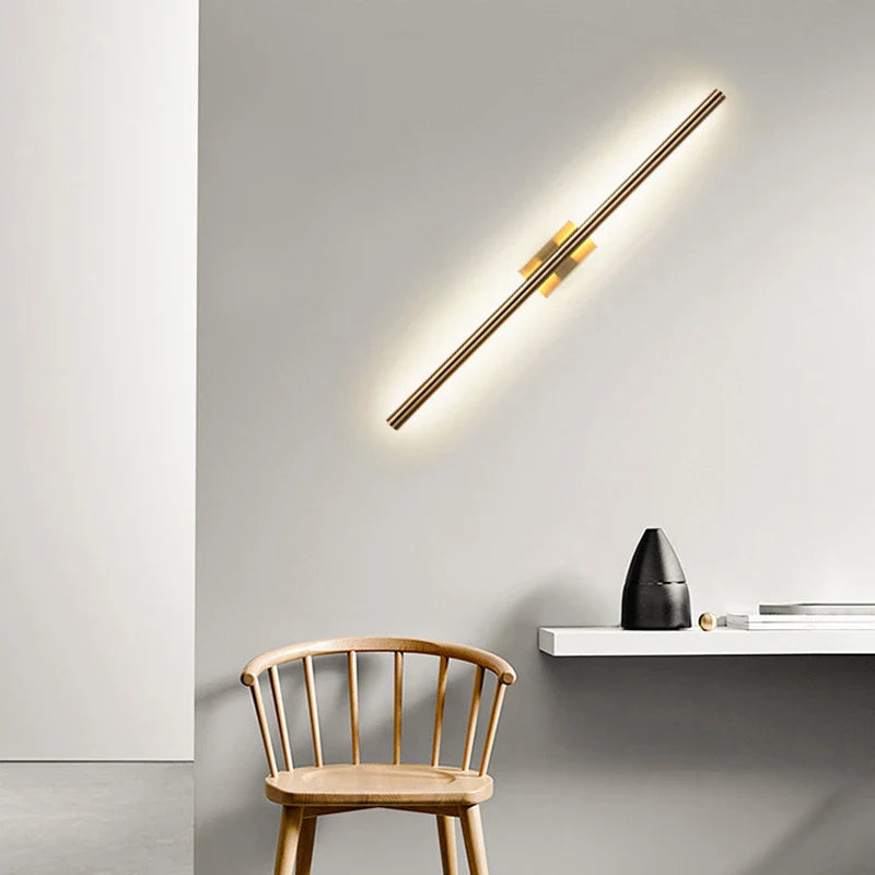 Metal Tube LED Wall Lamps Modern Living Room Bedroom Foyer Washroom Bathroom Black Brass Decor Wall Sconce LED Mirror Light