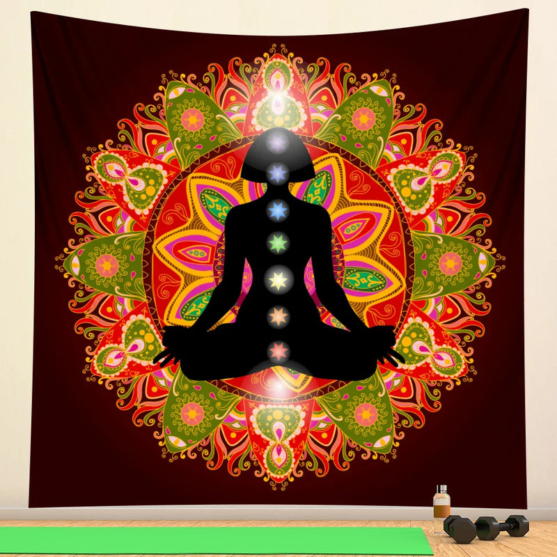 Afralia™ Meditation Chakra Mandala Tapestry for Bohemian Home Decor and Yoga Practice