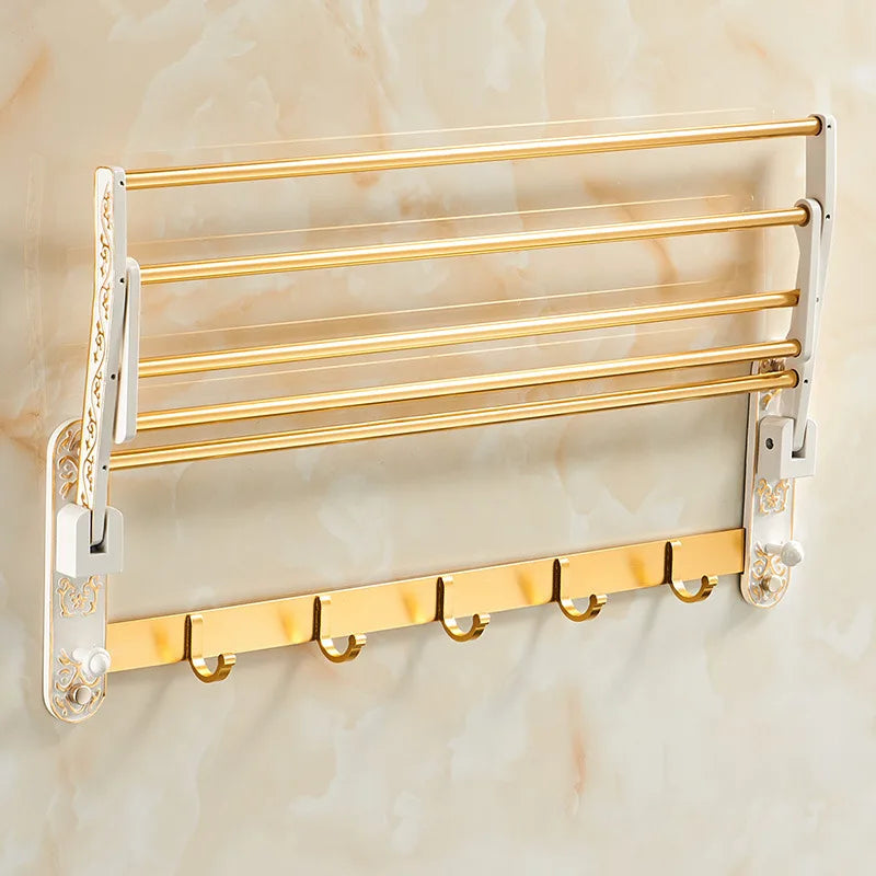 Afralia™ Bath Hardware Set: Shelf, Towel Rack, Holder, Brush Holder, Towel Hanger, Hooks