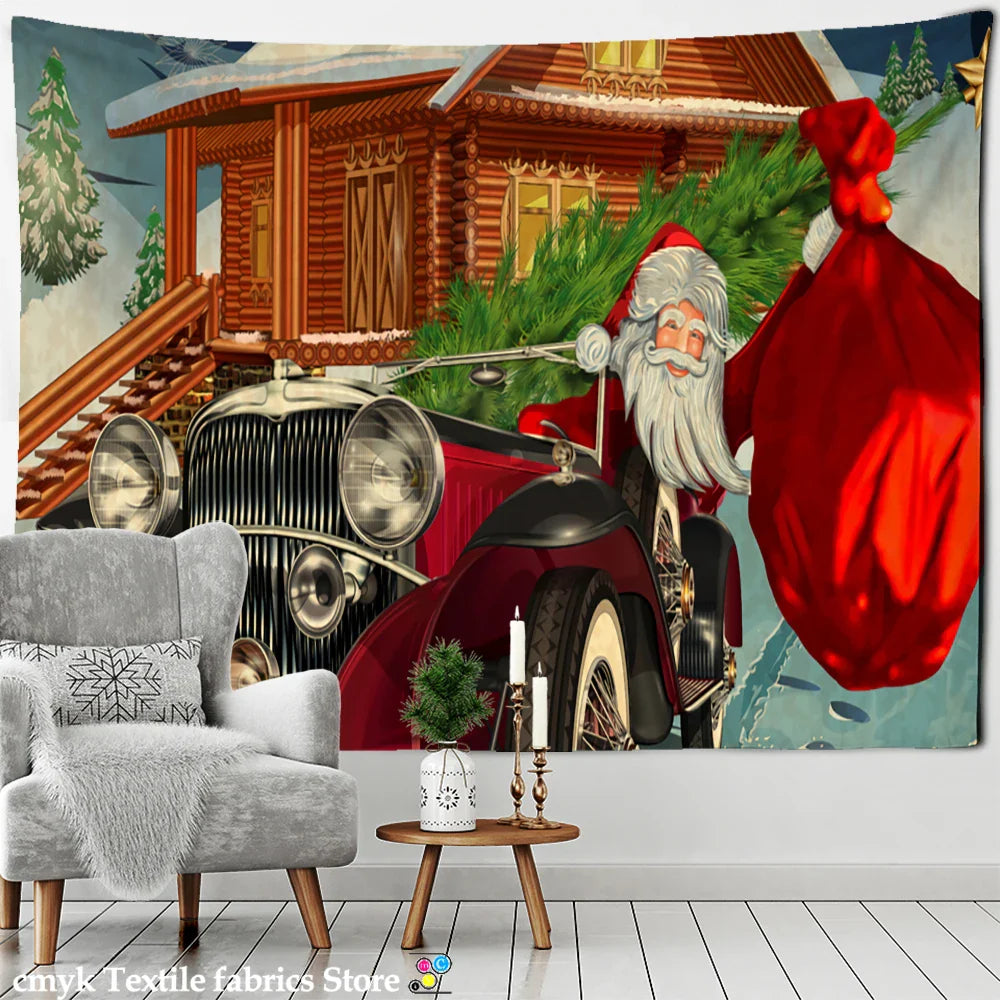 Afralia™ Christmas Fireplace Tapestry Wall Hanging Home Decor