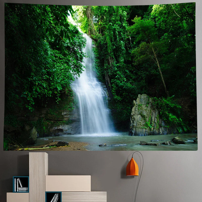 Boho Chic Afralia™ Forest Waterfall Tapestry - Large Sofa Blanket & Yoga Mat