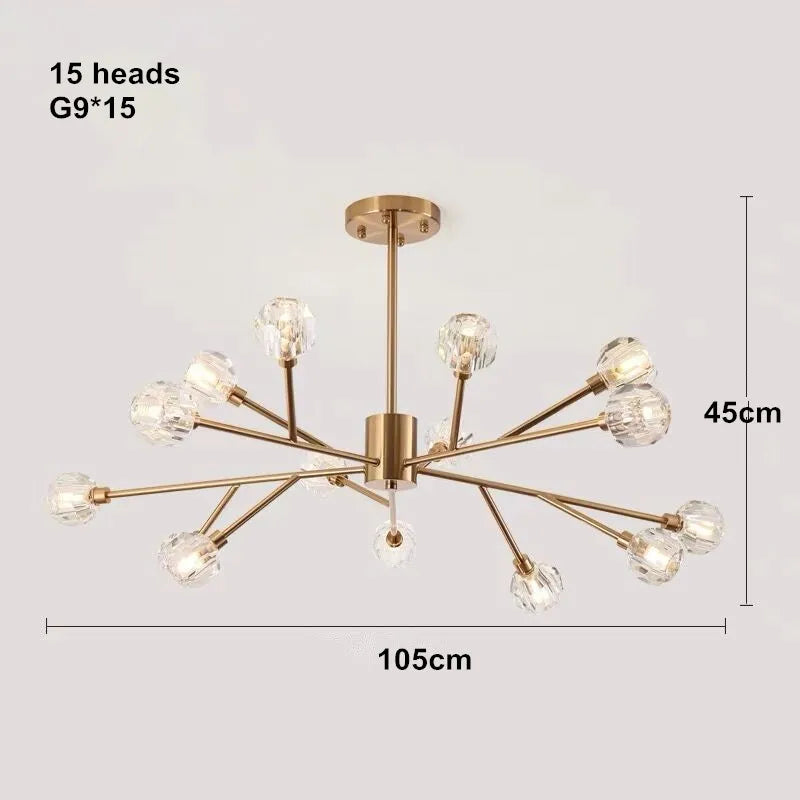 Afralia™ Crystal LED Chandelier: Modern Nordic Design Copper Ceiling Light Fixture