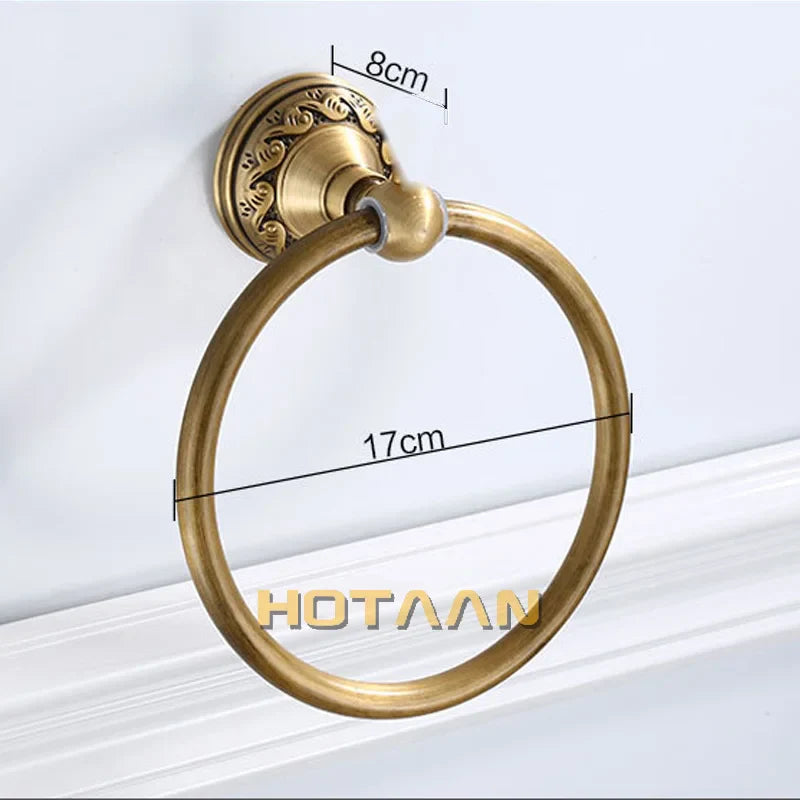 Afralia™ Antique Brass Round Towel Ring for Elegant Bathroom - Wall Mounted Classic Design