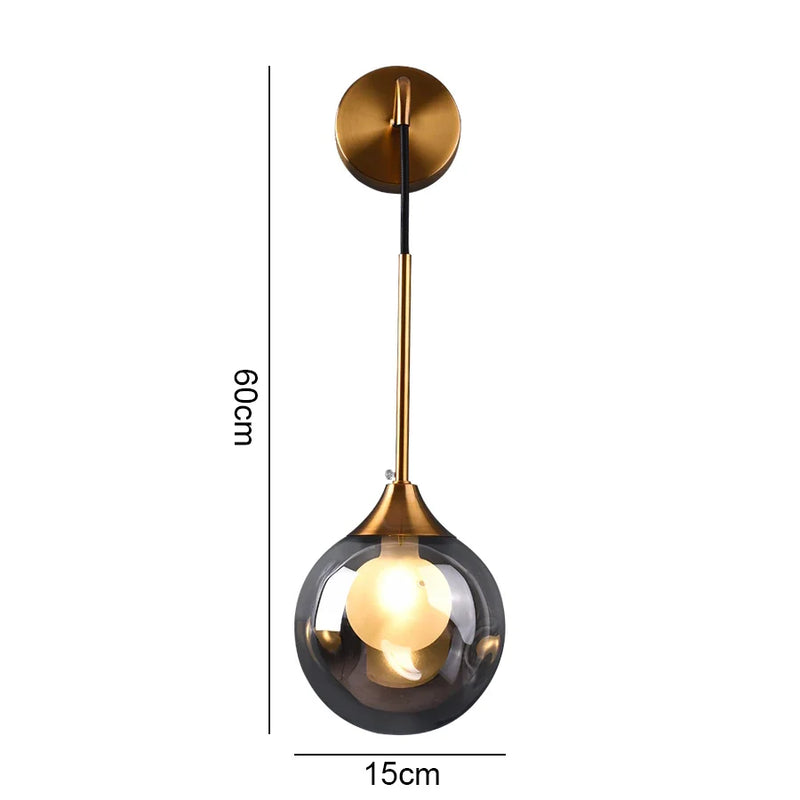 Afralia™ Modern Glass Ball LED Wall Lamp for Bedroom Living Room and Aisle