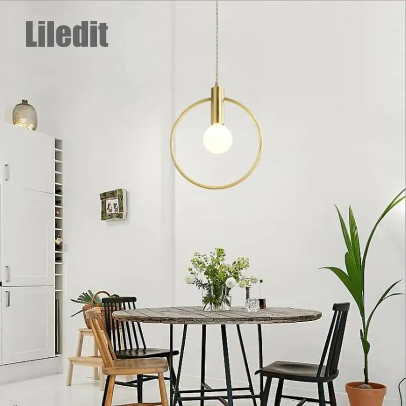 Afralia™ Ring Iron Pendant Light: Modern LED Metal Hanging Lamp for Living Room, Simple Minimalist Design