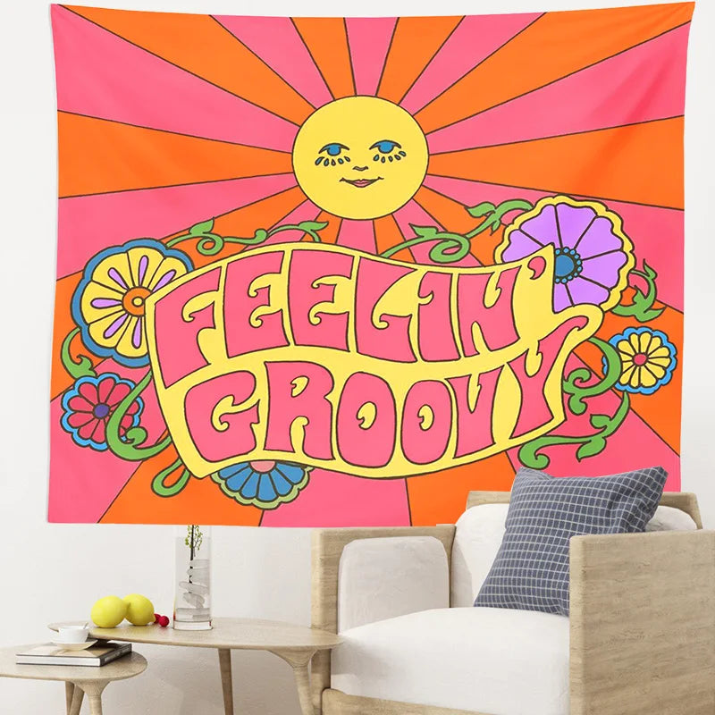 Afralia™ Sunshine Boho Tapestry - Colorful Psychedelic Wall Hanging, Bedroom & Living Room Decor