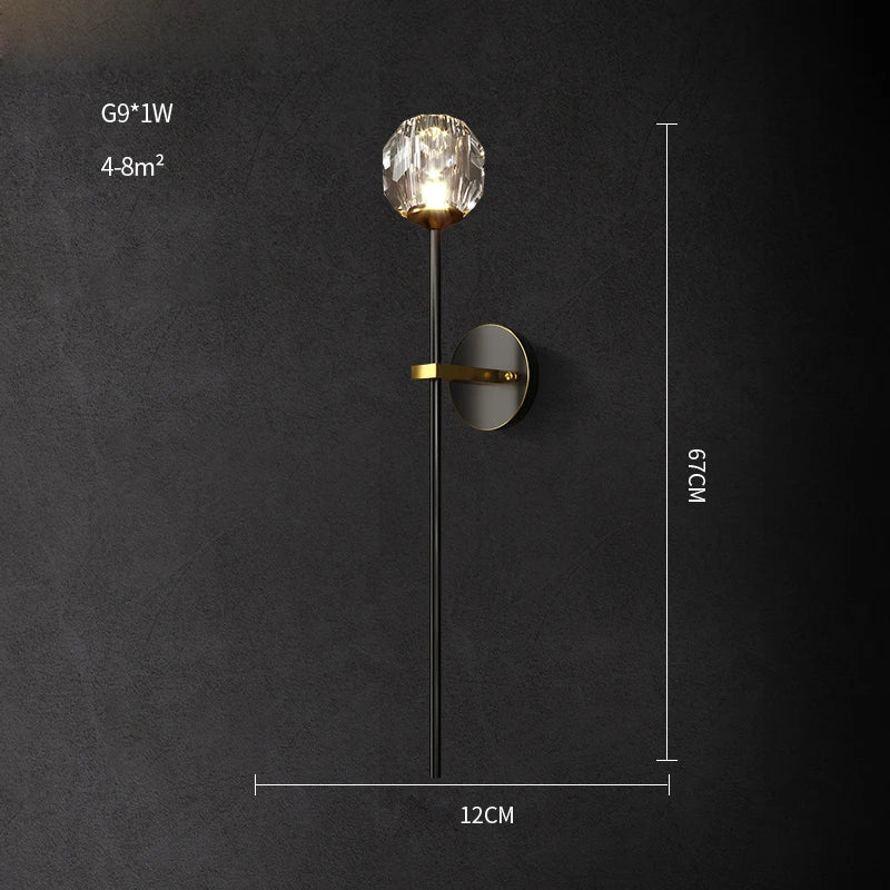 Afralia™ Crystal Stone Designer LED Wall Sconce for Bedroom and Corridor