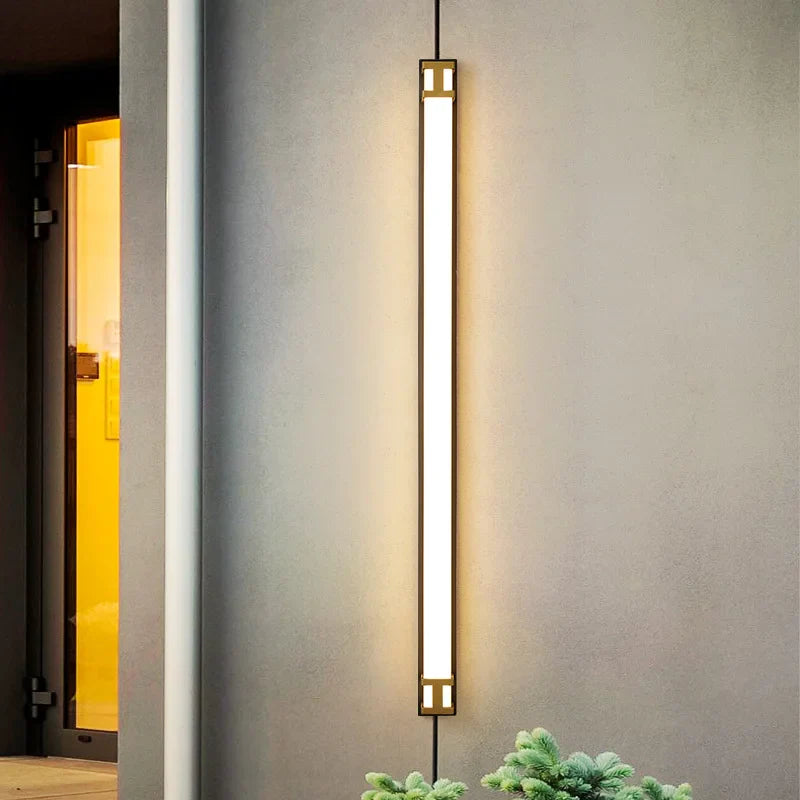 Afralia™ LED Outdoor Wall Light Modern Waterproof IP65 Garden Wall Lamp Black Gold Sconce