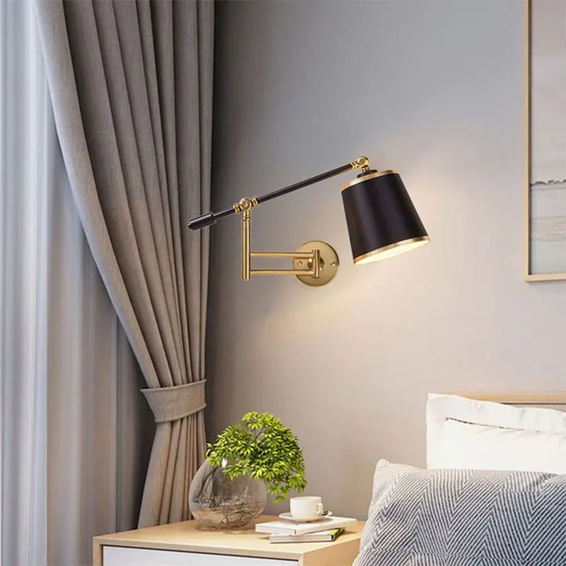 Afralia™ Nordic Folding Wall Lamp with Adjustable Long Arm for Bedroom, Office, Living Room