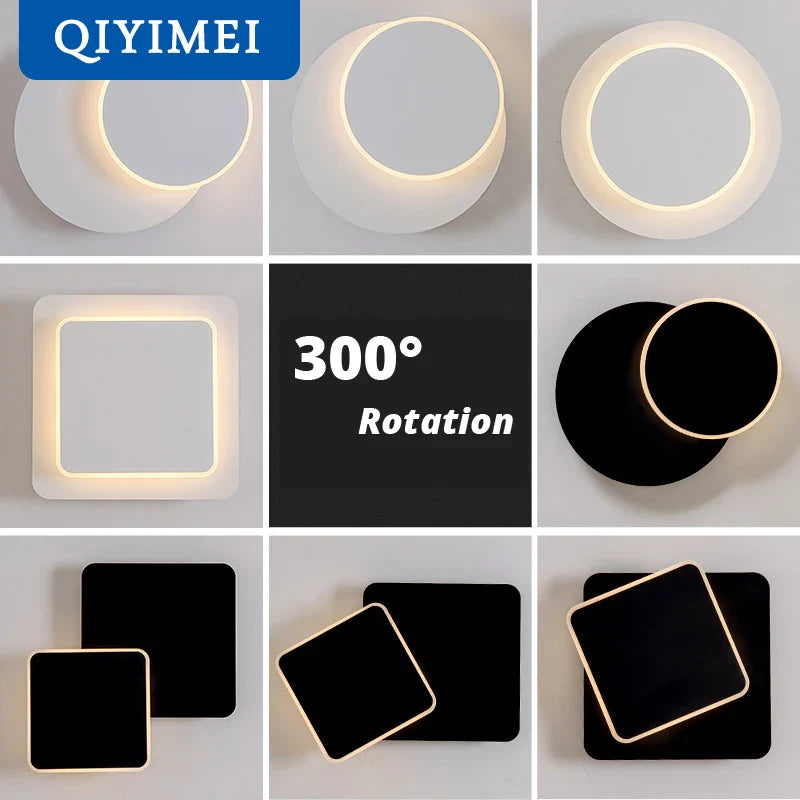 Afralia™ Rotatable Square LED Wall Lamp, 360° Lighting, Metal Fixture