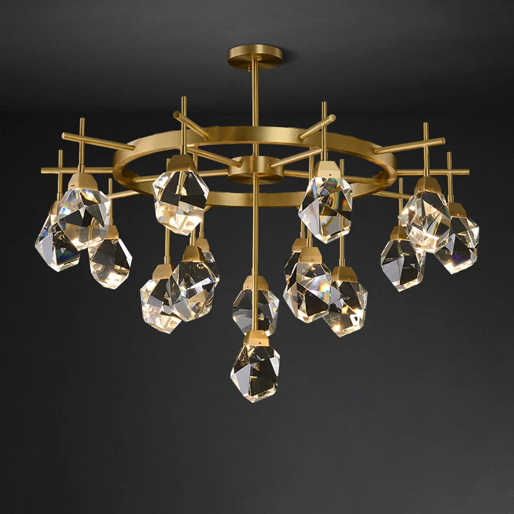Afralia™ Diamond Crystal Stone Lustre Chandelier for Dinning Room