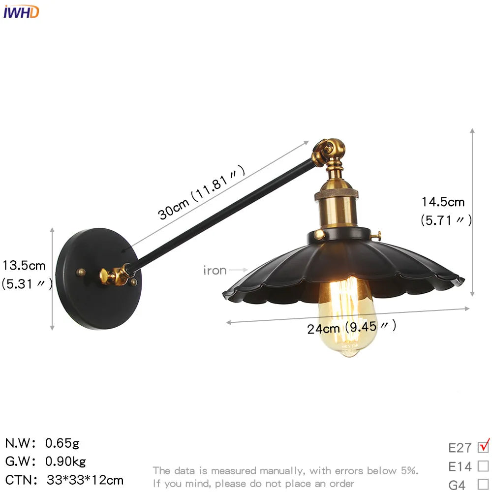 Afralia™ Vintage Industrial Wall Light Sconce LED Retro Bedroom Stair Loft Up Down Lamp