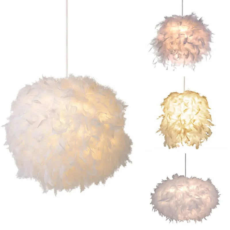 Afralia™ White Feather Pendant Light: Modern Fluffy Shade for Bedroom and Study Room