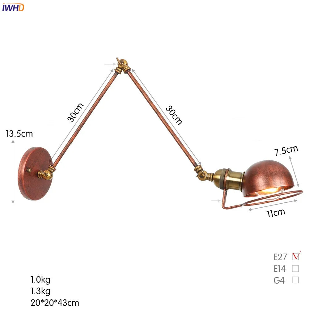 Afralia™ Antique Black Wall Lamp Vintage Industrial Sconce LED Applique Murale