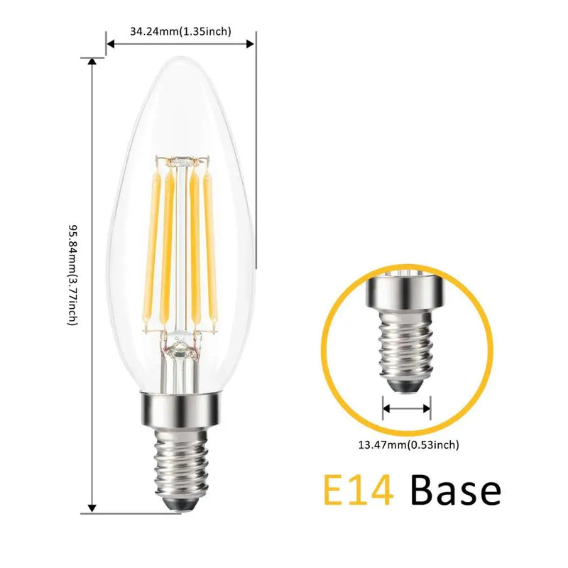 Afralia™ Dimmable Vintage LED Candle Bulb 4W Warm White 2700K Chandelier Night 12PCS