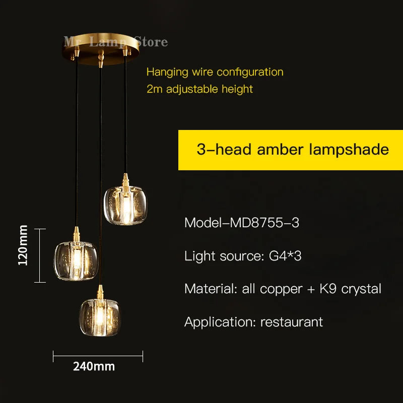 Afralia™ Rotating Chandelier All Copper Luxury Pendant Lamp