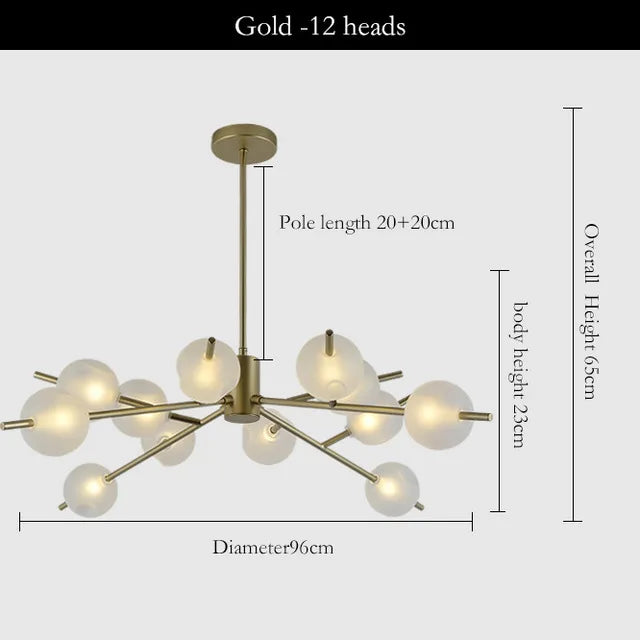 Afralia™ Nordic Glass Ball Chandelier: Modern Postmodern Designer Model Room Lighting