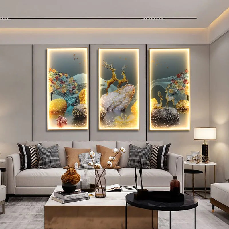 Afralia™ Landscape Painting LED Wall Sconces Suite