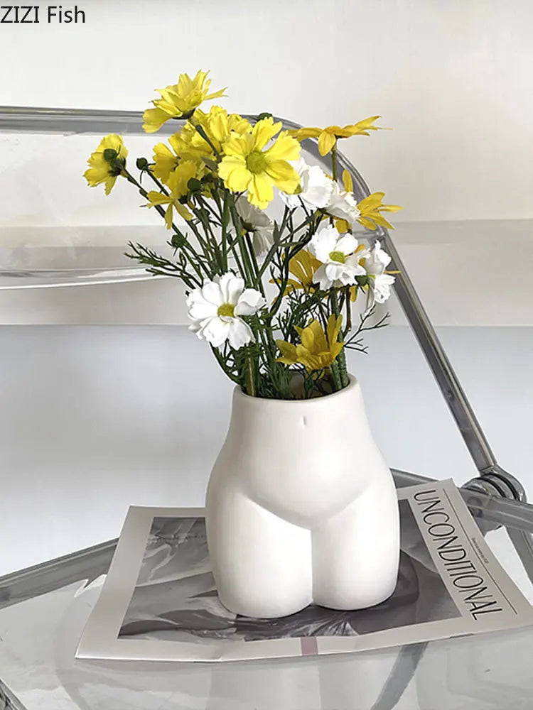 Afralia™ Abstract Human Body Vase - Ceramic Half-length Home Decoration