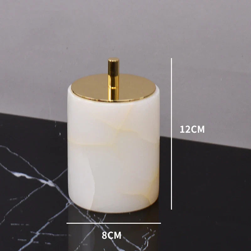 Afralia™ White Onyx Marble Bathroom Set Luxury Bathroom Accessories