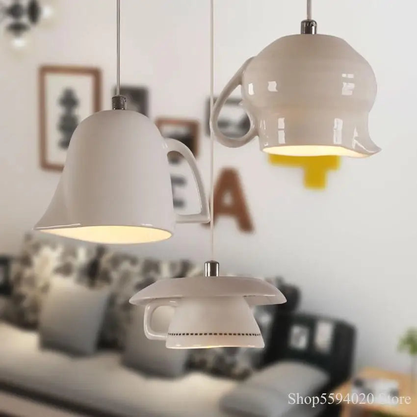 Afralia™ Nordic Ceramic LED Pendant Lights Modern Hanging Lamp for Dining Room and Kitchen