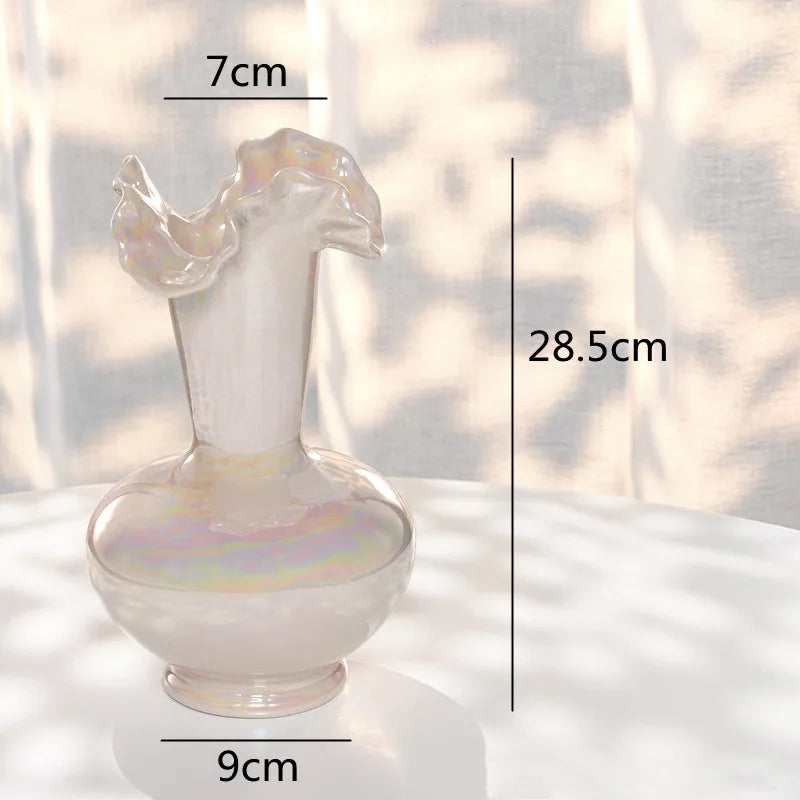Afralia™ Ceramic Shell Vase - White Gloss - Abstract Irregular Design for Home Decor