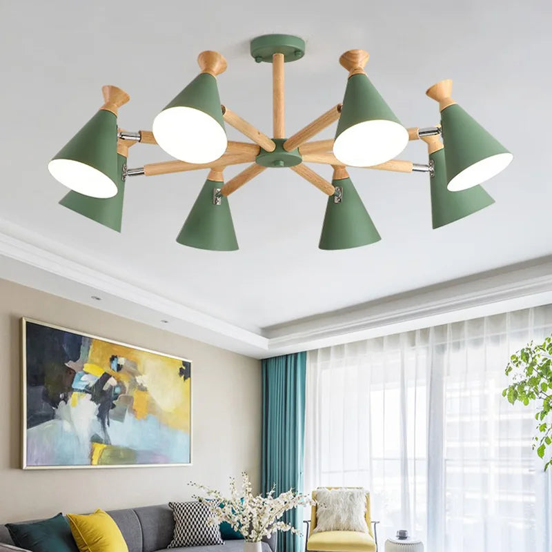 Afralia™ Nordic Wood Pendant Lamp for Bedroom Living Room Kitchen Indoor Home Decor