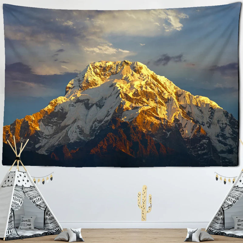 Mountain Peak Tapestry: Himalayas Scenery Wall Hanging by Afralia™