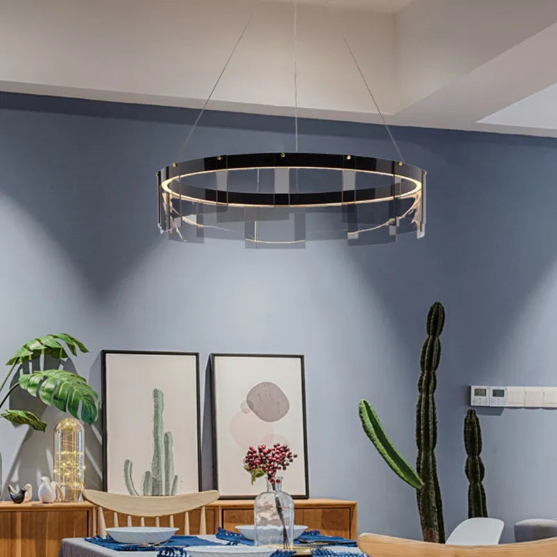 Afralia™ Stratos Glass LED Chandelier Rings for Dining Hall Bedroom Luxury Lighting
