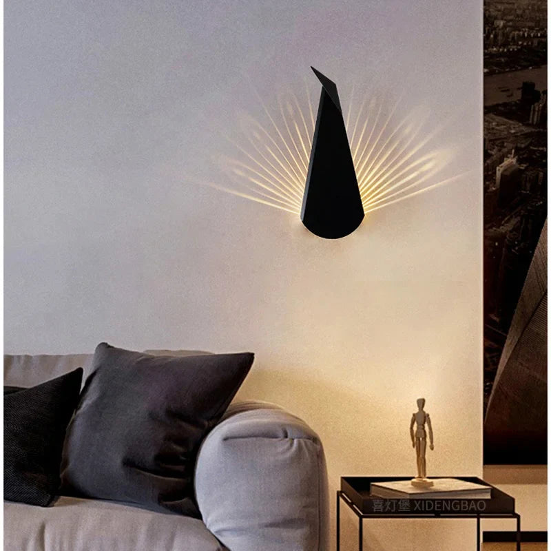 Afralia™ Peacock Wall Lamp | Modern Bedroom Living Room Light | Elegant Aisle Hotel Lighting