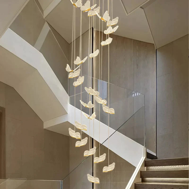 Afralia™ Butterfly Staircase Pendant Lights Loft Style Lamps